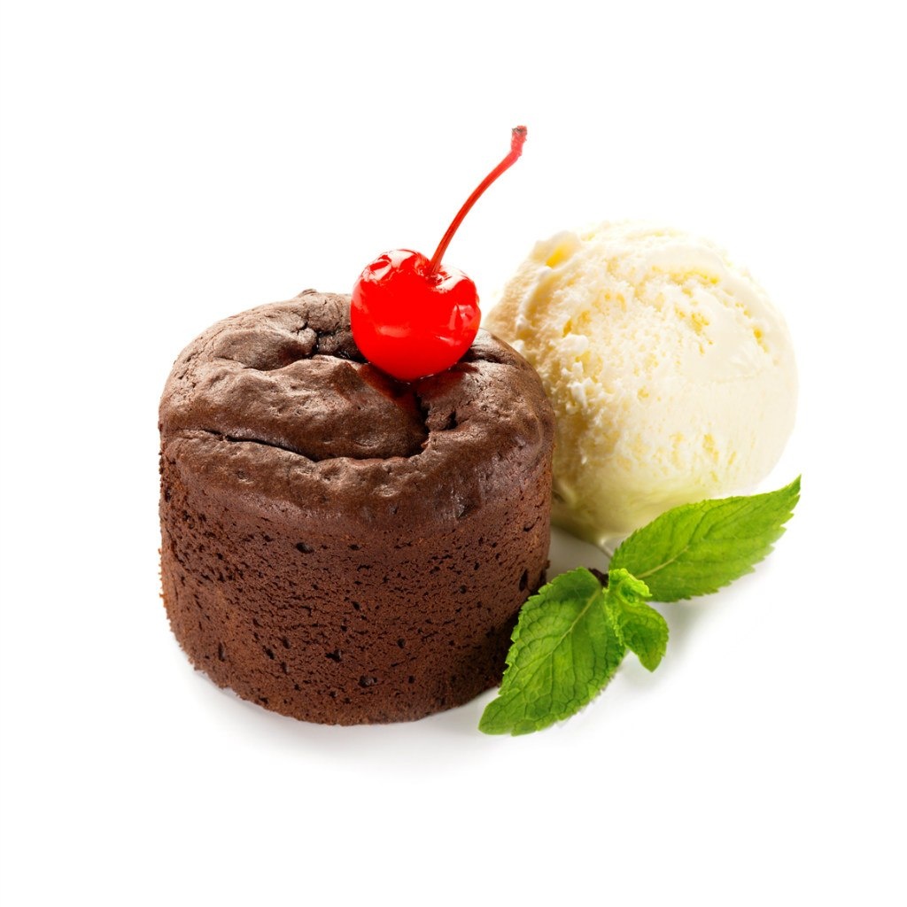 Шоколадный фондан с ванильным мороженым фото